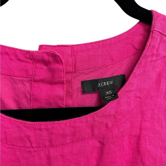 J. CREW Womens Button Back Shift Dress Beauchamps Linen Neon Flamingo Pink Sz XS - Picture 2 of 7